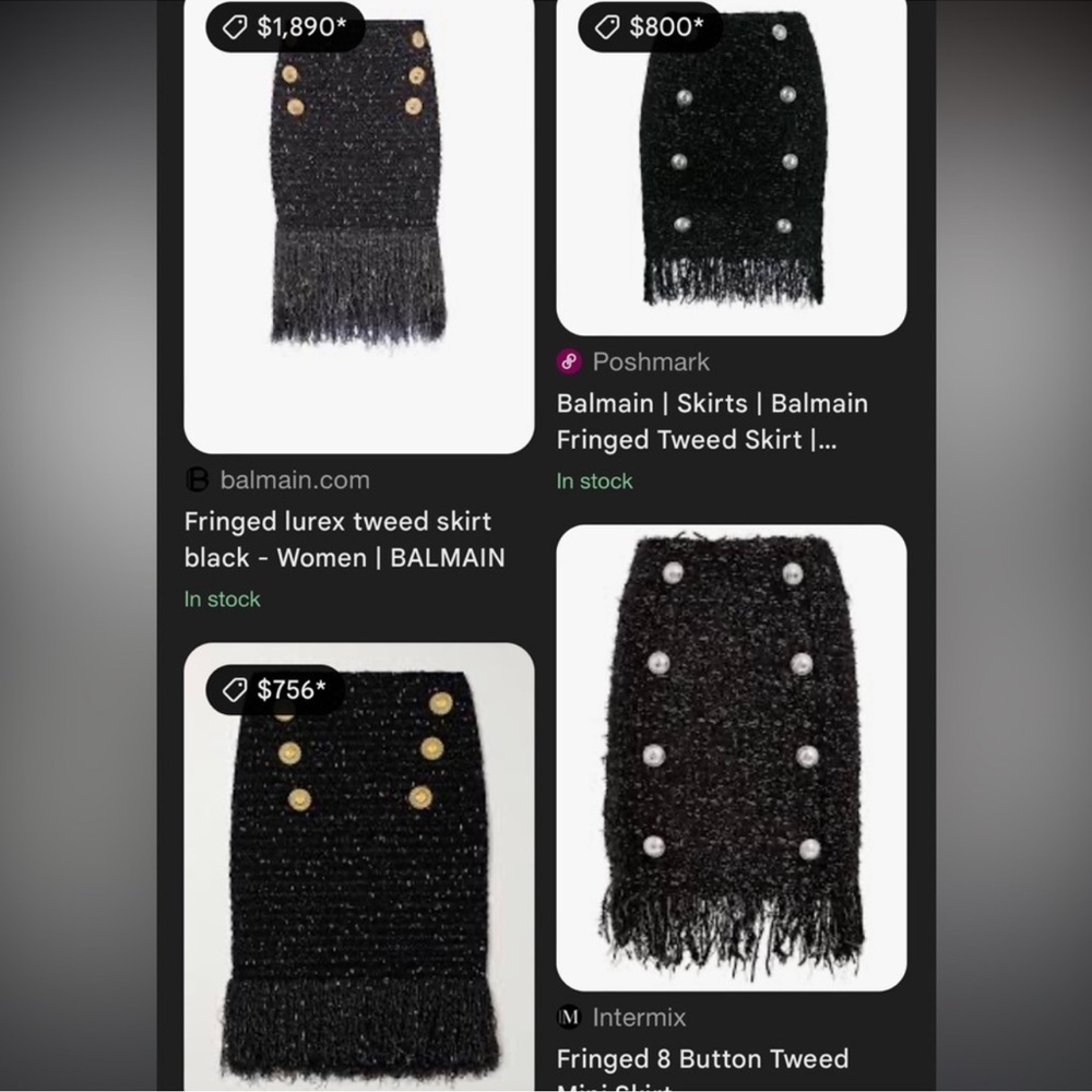 Balmain Fringed Tweed Skirt